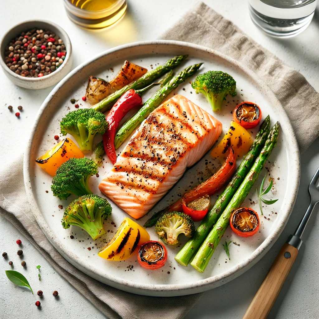 연어 스테이크와 채소구이