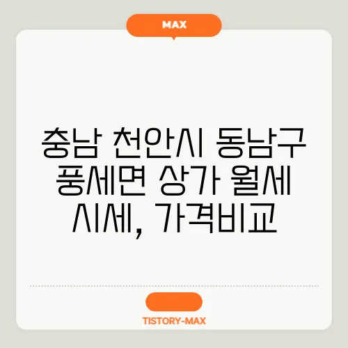 충남 천안시 동남구 풍세면 상가 월세 시세, 가격비교