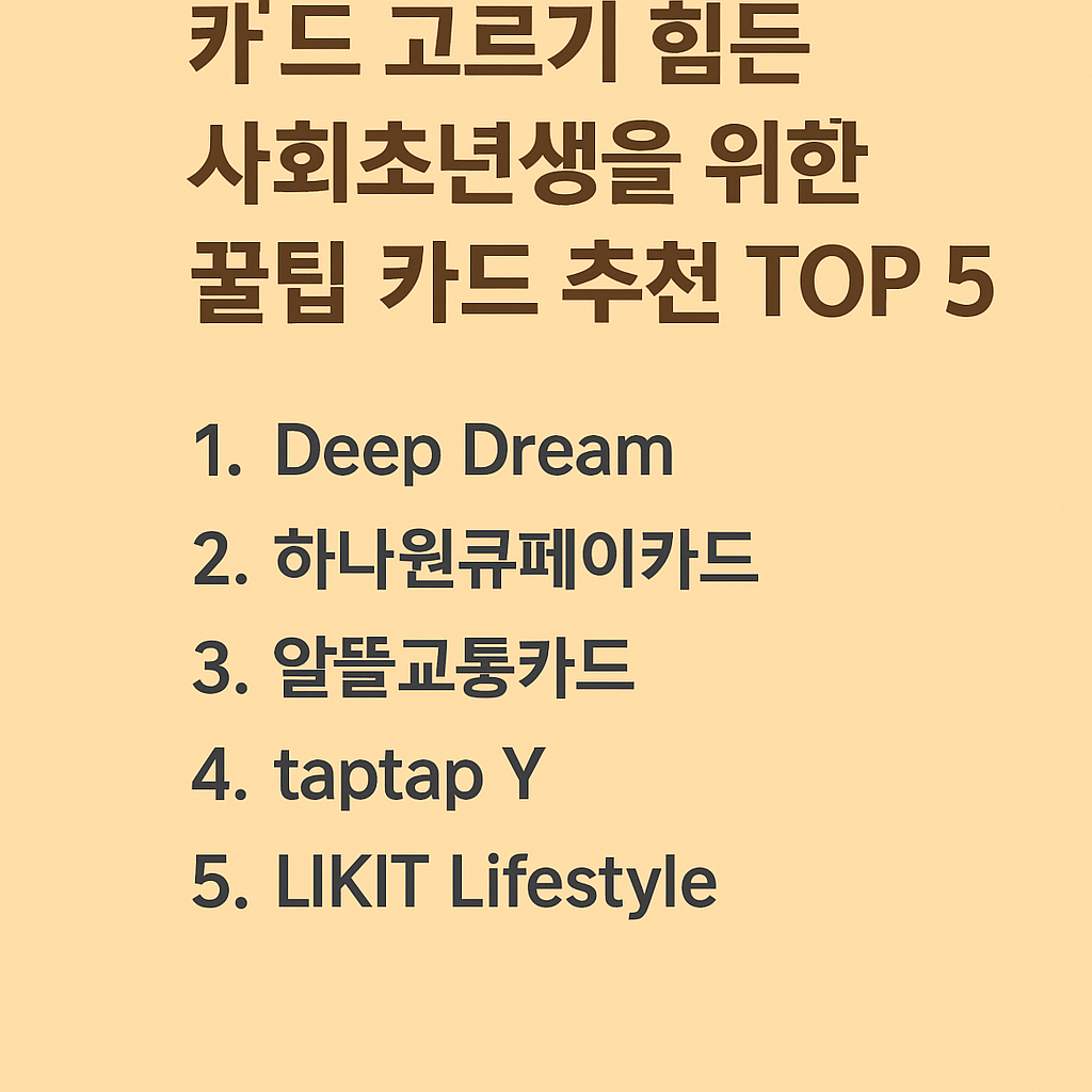 카드 고르기 힘든 사회초년생을 위한 꿀팁 카드 추천 TOP 5