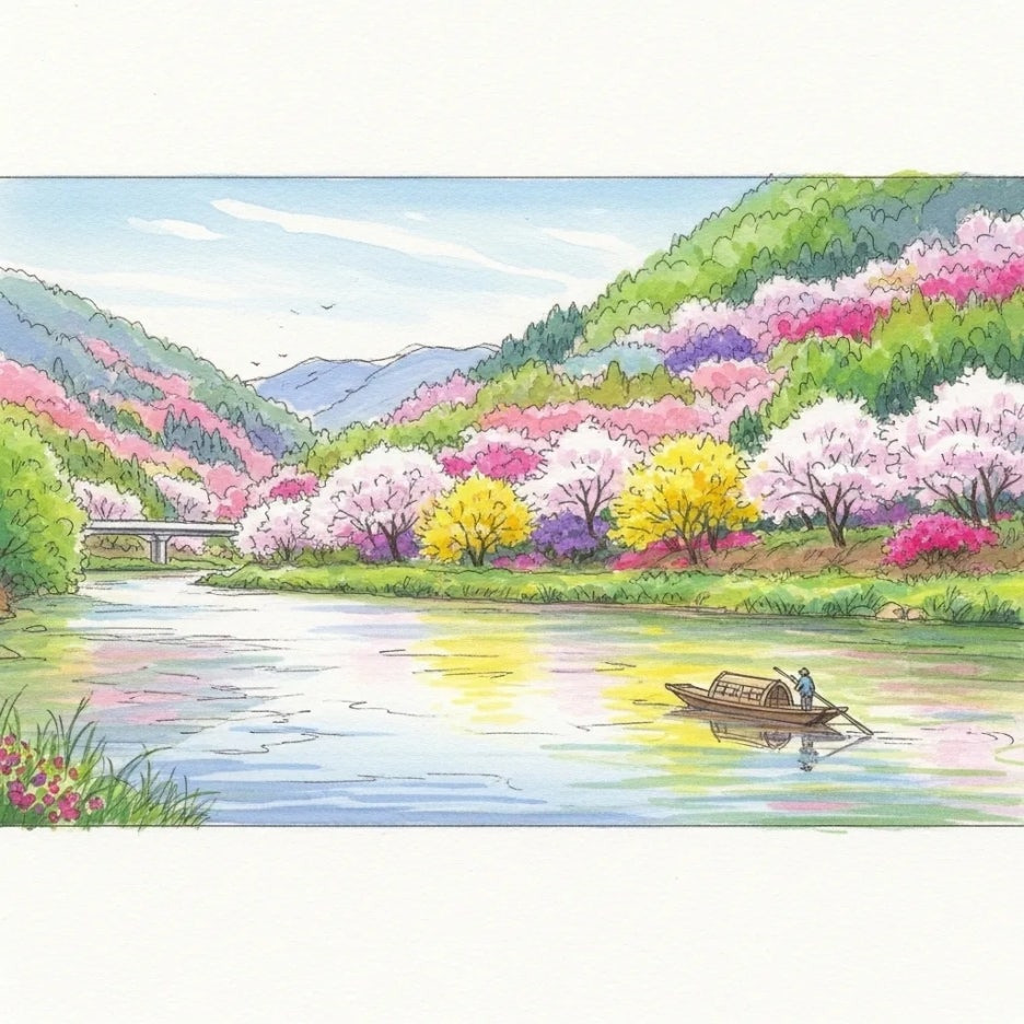 잔잔하게 흐르는 섬진강변의 평화로운 풍경