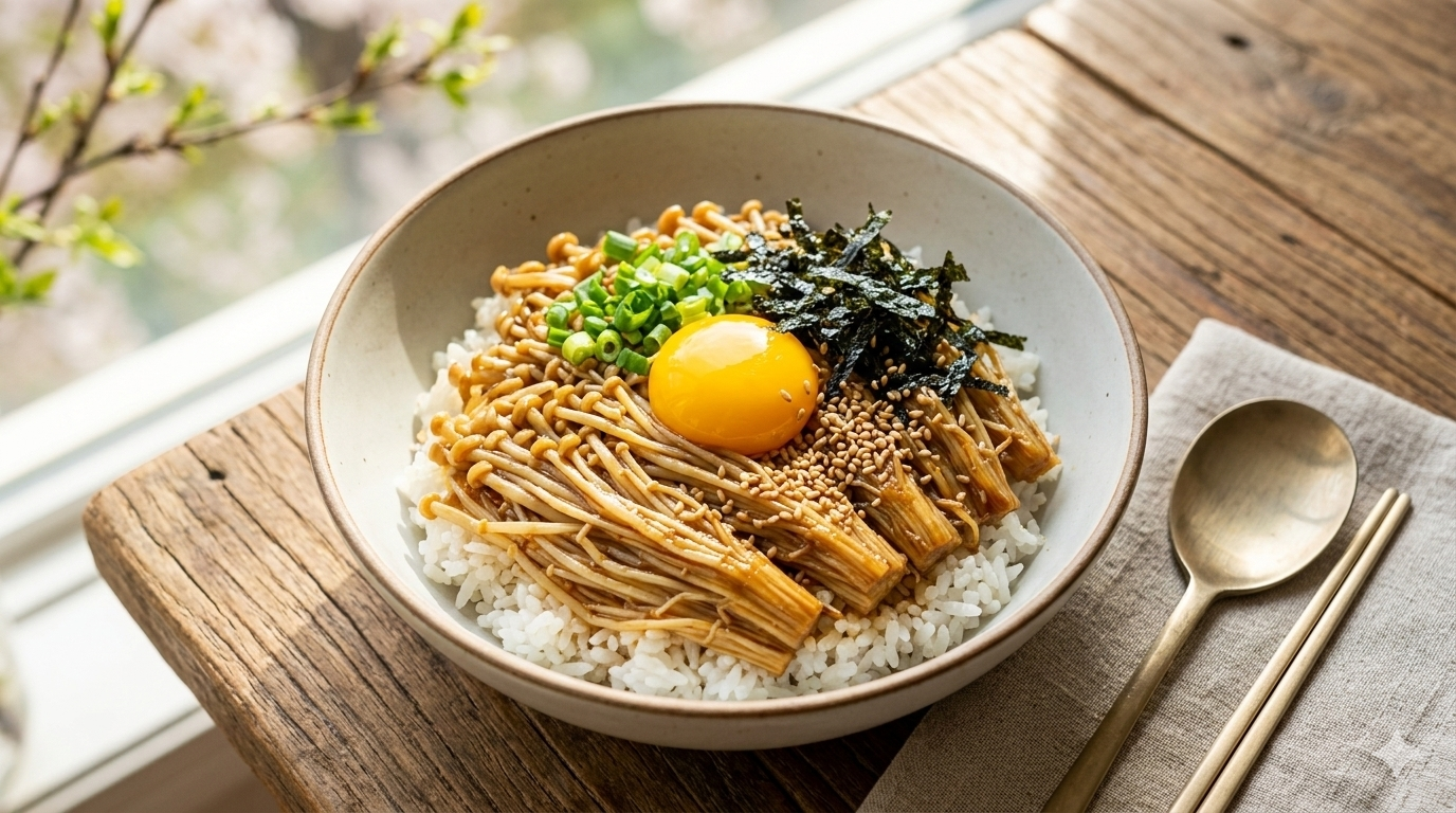 팽이버섯 스테이크 덮밥