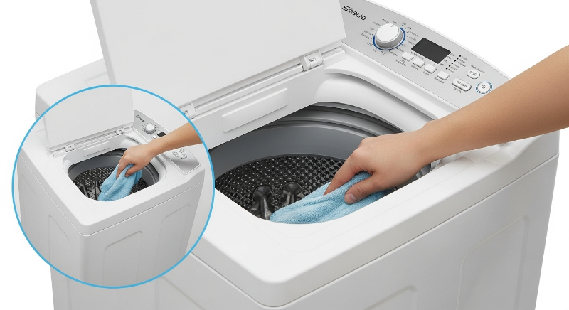 깨끗한 마른 수건이나 솔로 닦아냅니다.