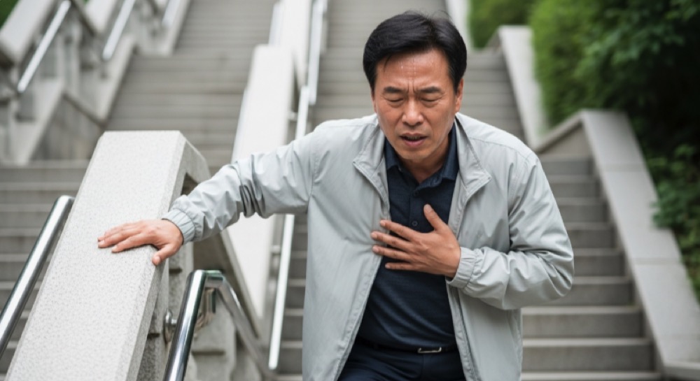 계단에서 가슴 답답