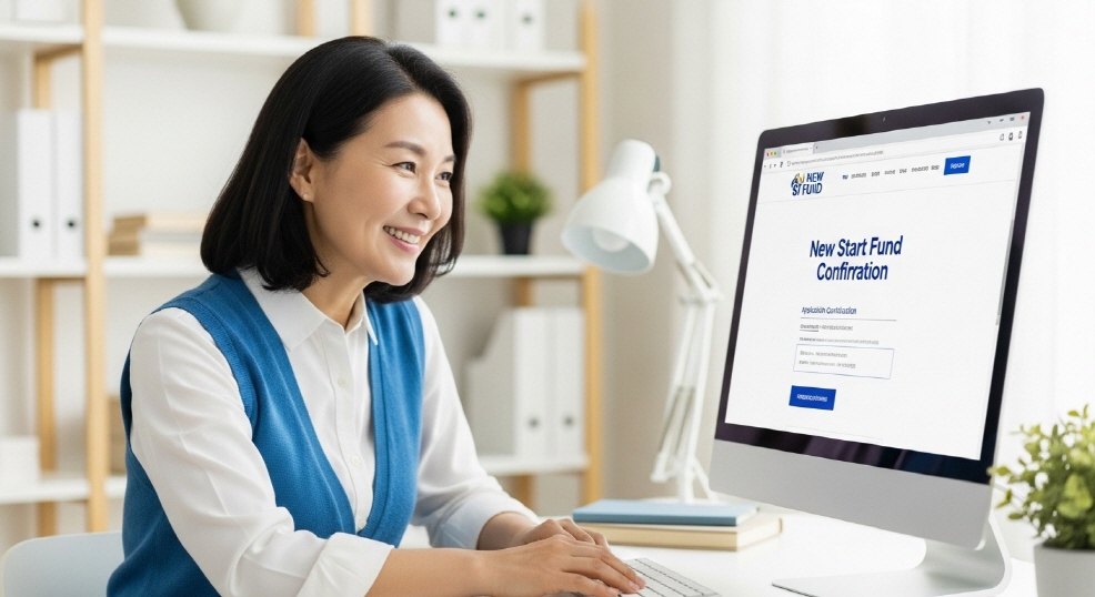 새출발기금 사이트 보는 모습