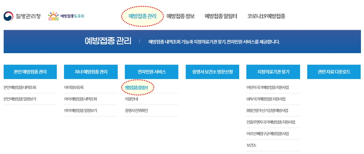 영문예방접종증명서-발급화면1