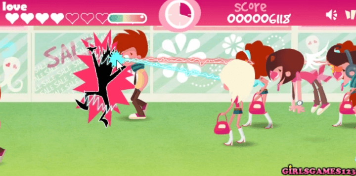 눈빛보내기-쇼핑편-플래시게임-플레이-남성을-먼저-유혹하기-위해-경쟁자와-대결하는-화면