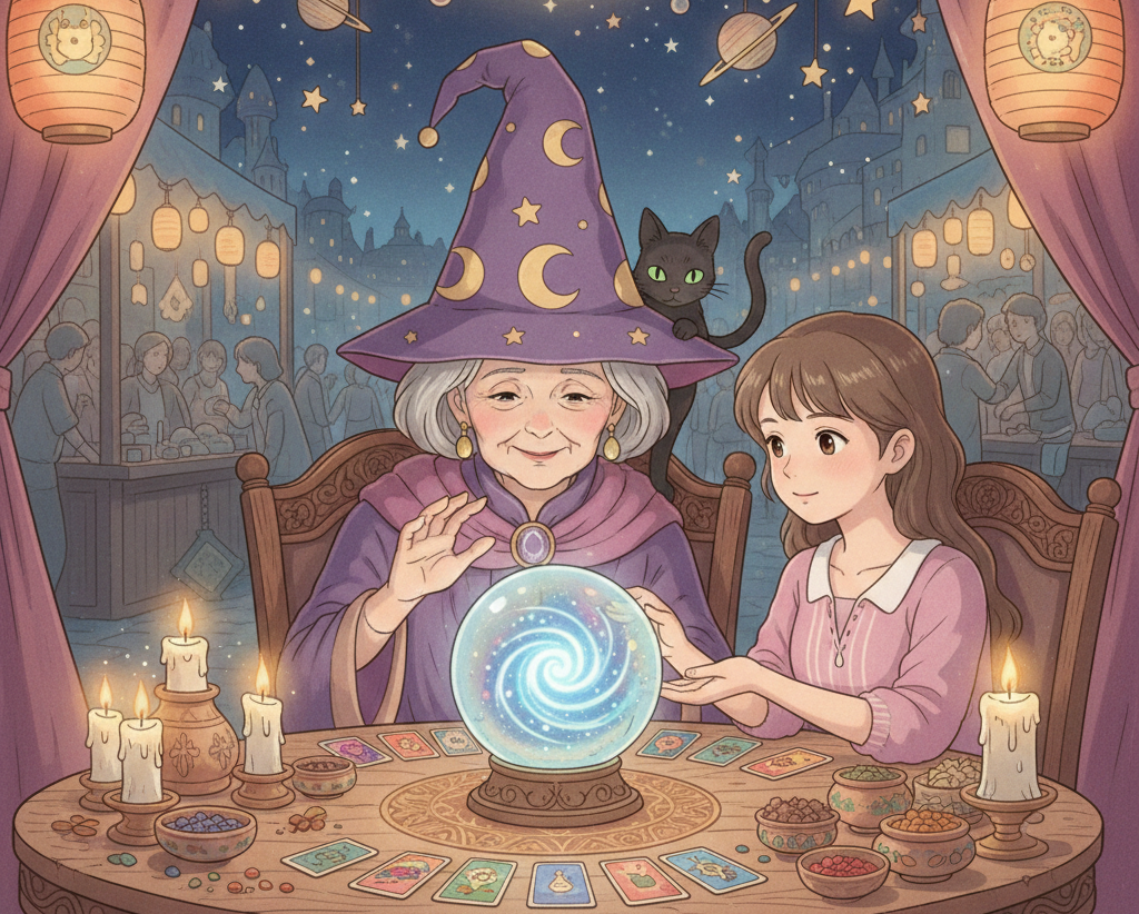 운세를 점치는 모습이 담긴 이미지