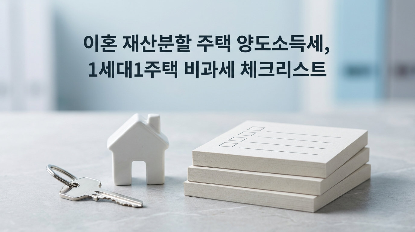 이혼 재산분할 주택 양도소득세 완벽 정리! 1세대1주택 비과세 요건, 취득시기 판단법, 장기보유특별공제 최대 80%, 일시적 2주택 특례 활용법까지. 수천만 원 절세하는 체크리스트 30가지 FAQ 포함