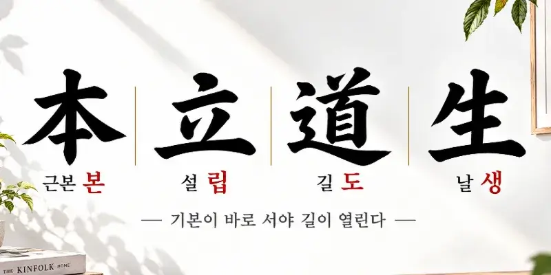 Bonnipdoseong Korean idiom 本立道生 meaning when the foundation is firmly established, the right path opens