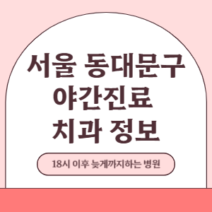 서울 동대문구 야간진료 치과 병원 (18시 이후 늦게까지하는 병원)