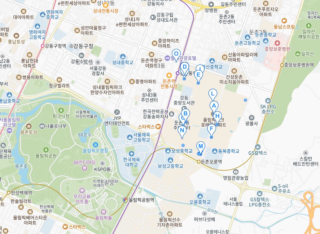올림픽파크포레온 5호선 9호선 더블 역세권 교통망과 올림픽공원 숲세권 지도