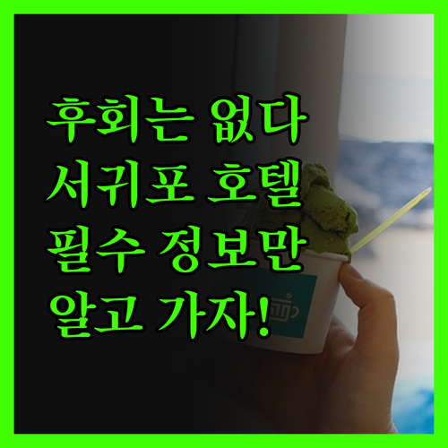 후회 없는 선택! 서귀포 호텔, 이것