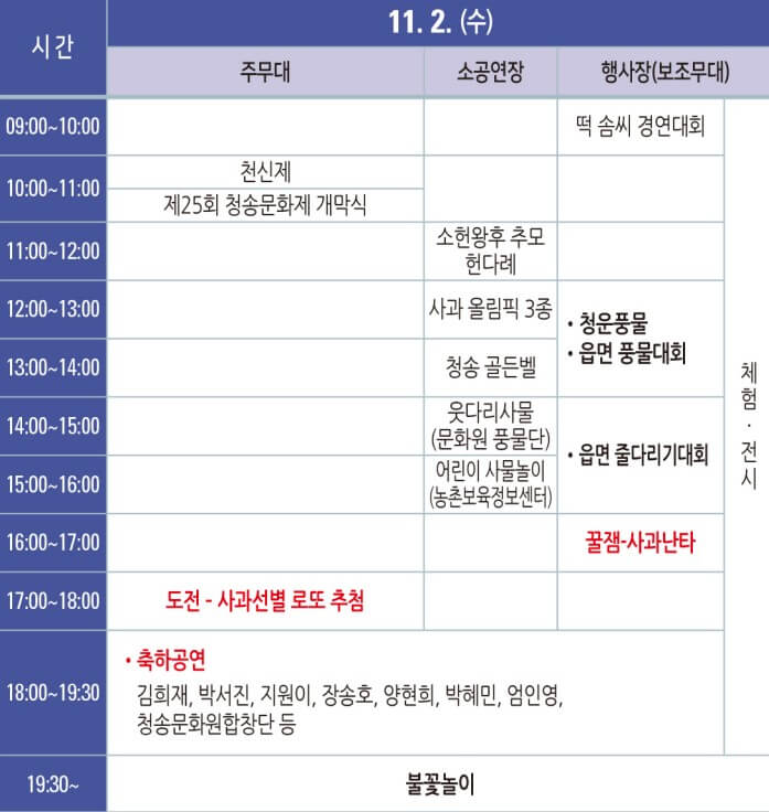 2022 청송사과축제 축제일정표