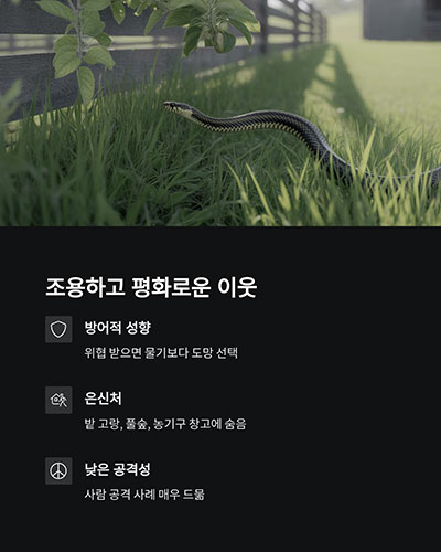 활동 습성: 조용하고 은밀하지만 놀라면 도망 먼저