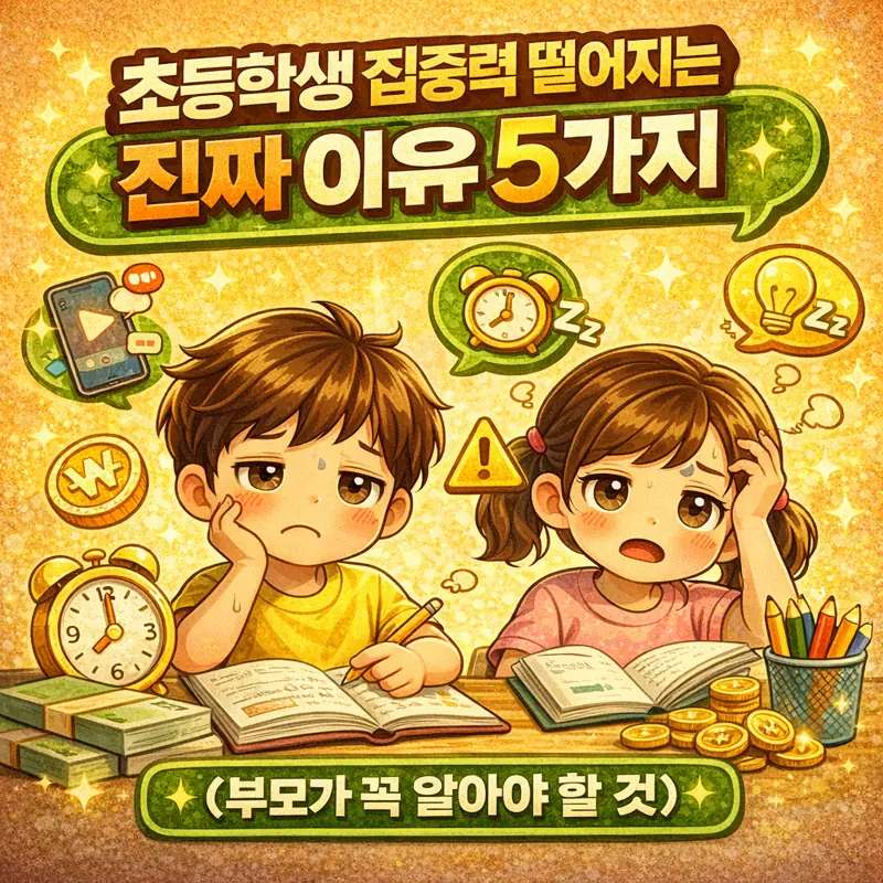 초등학생 집중력 떨어지는 진짜 이유 5가지