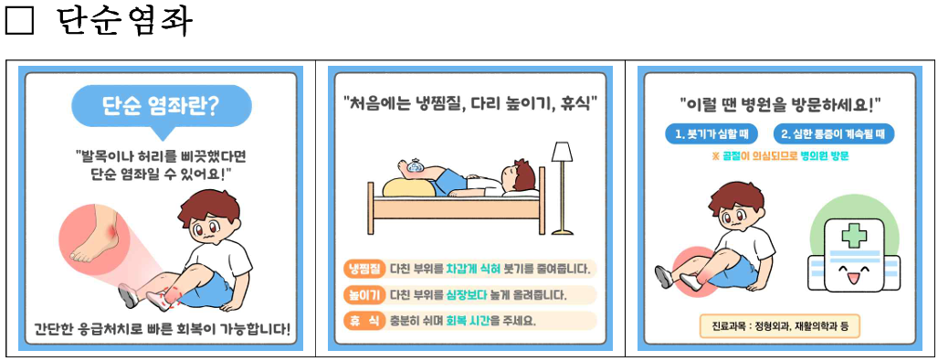 응급처치 단순 염좌 - 발목 허리 삐긋했을 떄