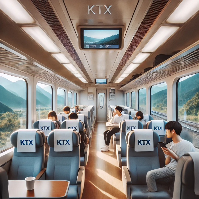 KTX 열차 내부 풍경과 승객들의 편안한 모습