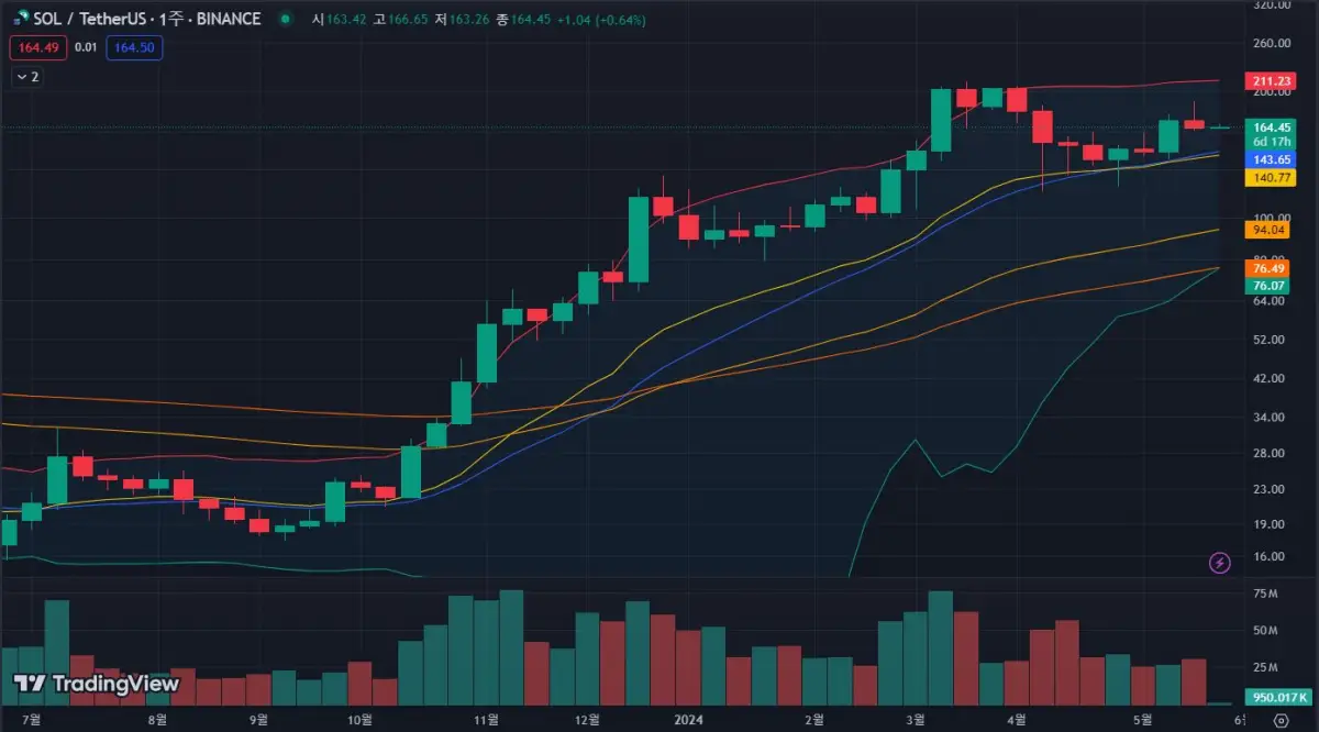 솔라나-주봉-차트