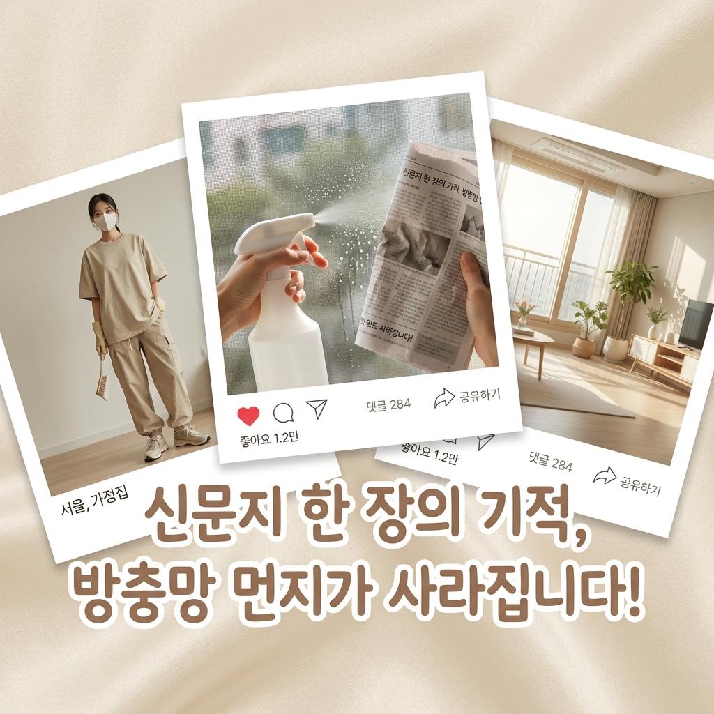 방충망 청소 신문지 활용법 주부 어깨 통증 해결 아파트 민원 없는 묵은 먼지 제거