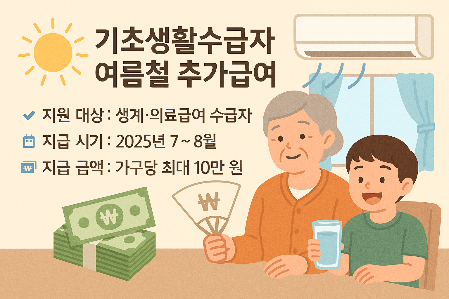 2025년 기초생활수급자 여름철 추가급여 받는 방법