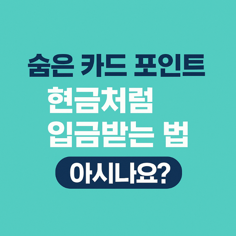 숨은 카드 포인트 현금처럼 입금 받는 방법