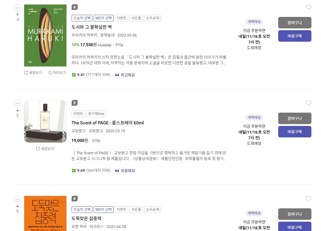 베스트셀러 순위에 오른 룸스프레이 상품