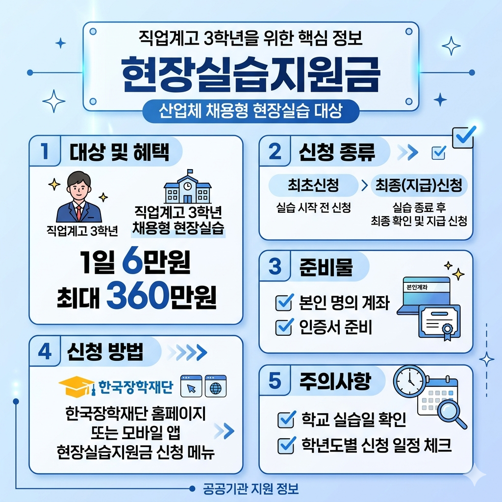 현장실습지원금 신청방법 인포그래픽