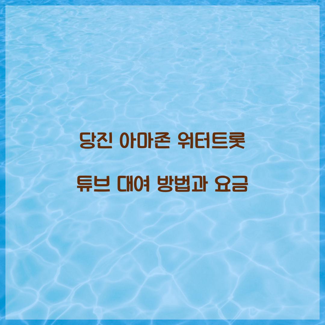 당진 아마존 워터트롯 튜브 대여 방법과 요금