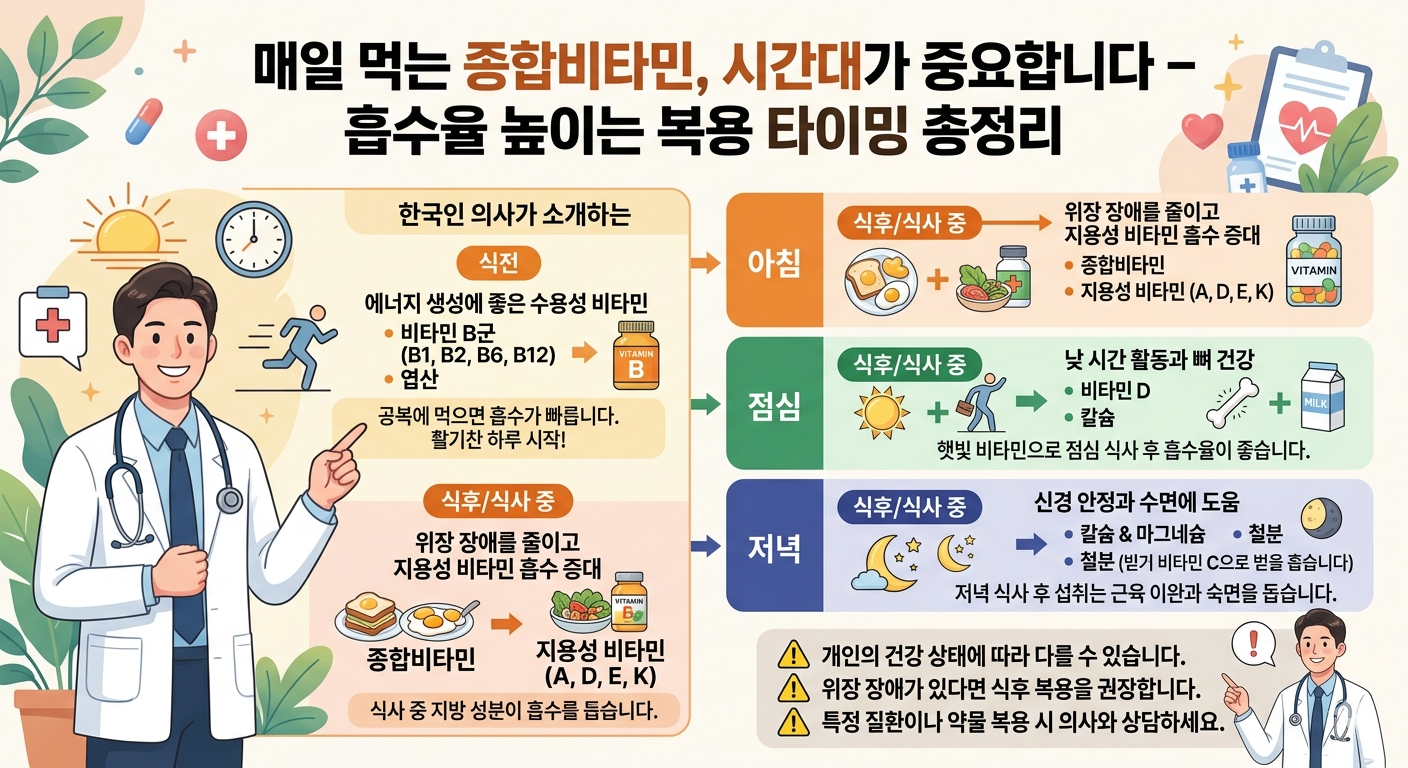 매일 먹는 종합비타민, 시간대가 중요합니다