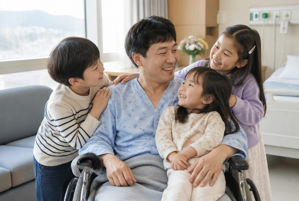 병원비 걱정 속에서도 아빠를 찾아온 다섯 아이