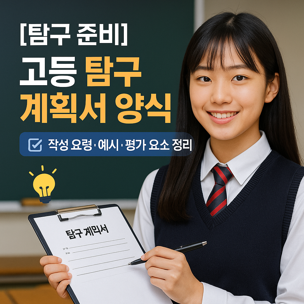 [탐구 준비] 고등 탐구 계획서 양식 ｜ 작성 요령·예시·평가 요소 정리