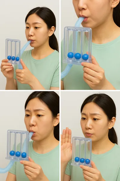 호흡재활 기구 사용 장면
