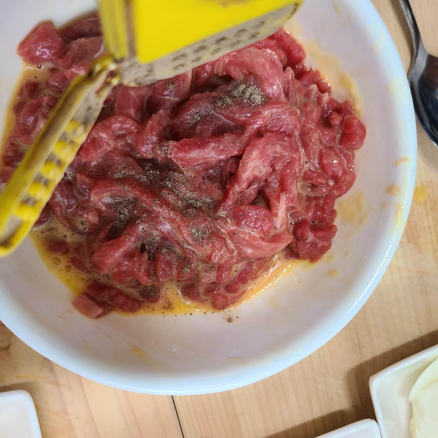 고추잡채 소고기 손질