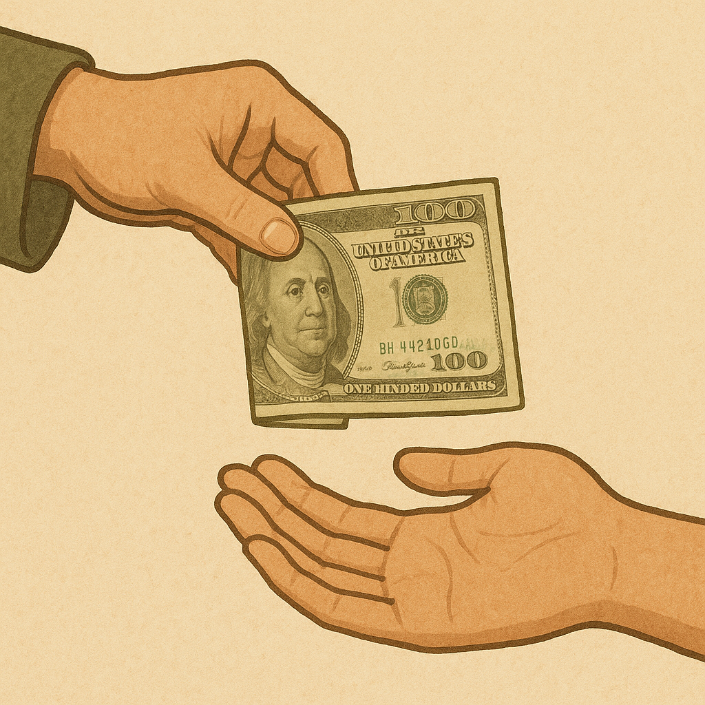 반으로 접힌 돈을 받는 꿈