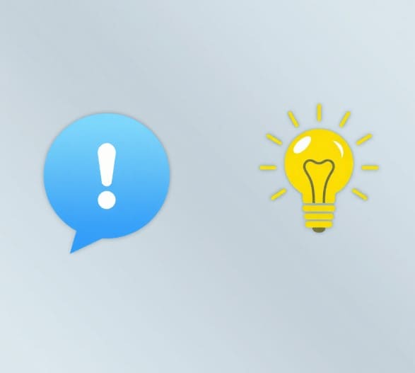 건강보험료 이의신청 느낌표가 적힌 말풍선과 반짝이는 전구입니다.