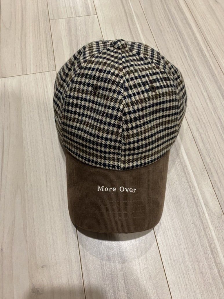 하운드투스 체크 빈티지 구제 볼캡 모자 베이지