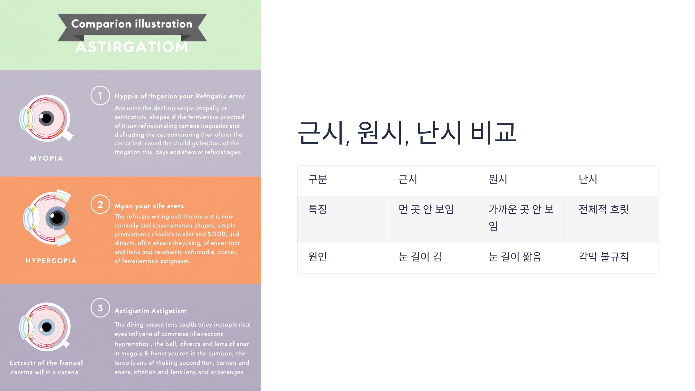 근시 원시 난시 원인 예방법 비교 차이점