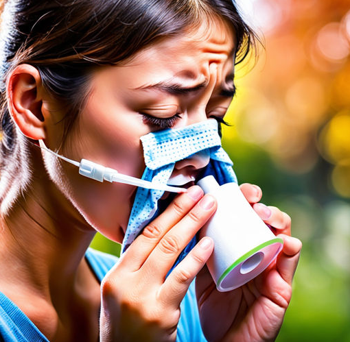 알레르기 비염으로 인해 비염약을 사용중인 여성