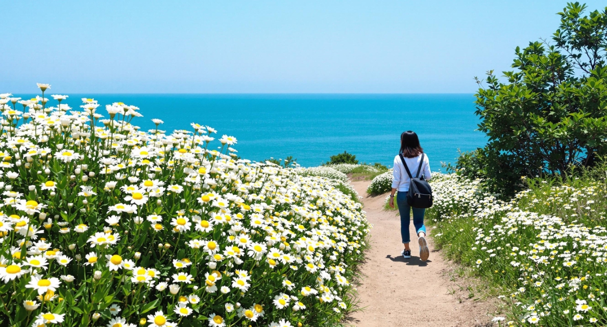 전북 부안 변산 마실길&amp;#44; 송포항 샤스타데이지 명소