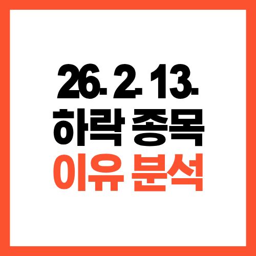 2026년 2월 13일 하락 종목 정리와 하락 이유 분석