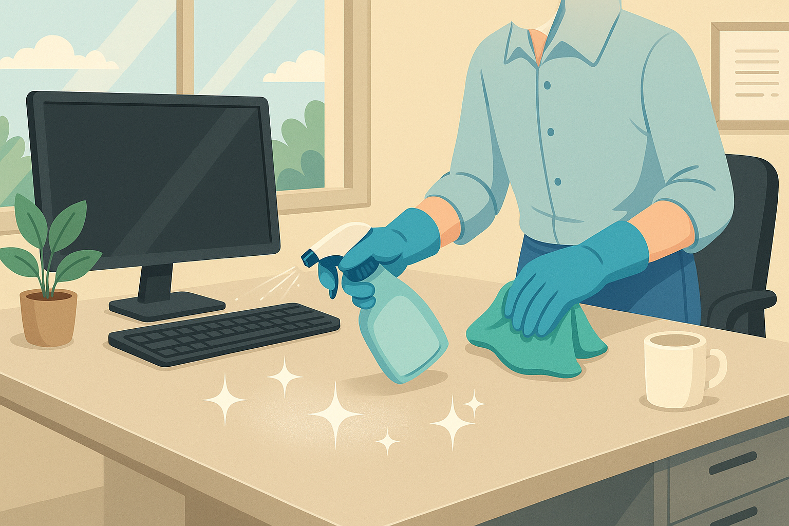 사무실 책상 소독