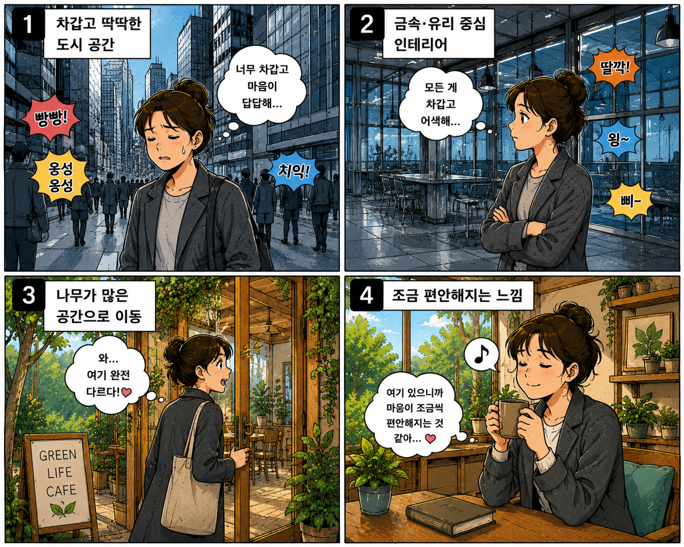 나무 많은 공간의 편안함