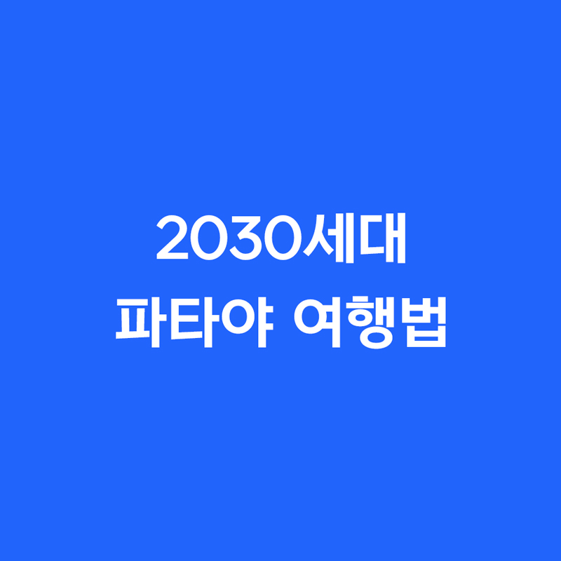 2030세대 파타야 여행법