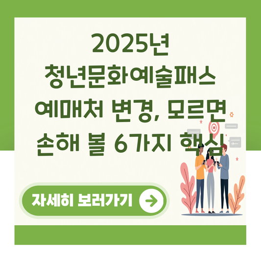 2025년 청년문화예술패스 예매처 변경, 모르면 손해 볼 6가지 핵심 대표 이미지