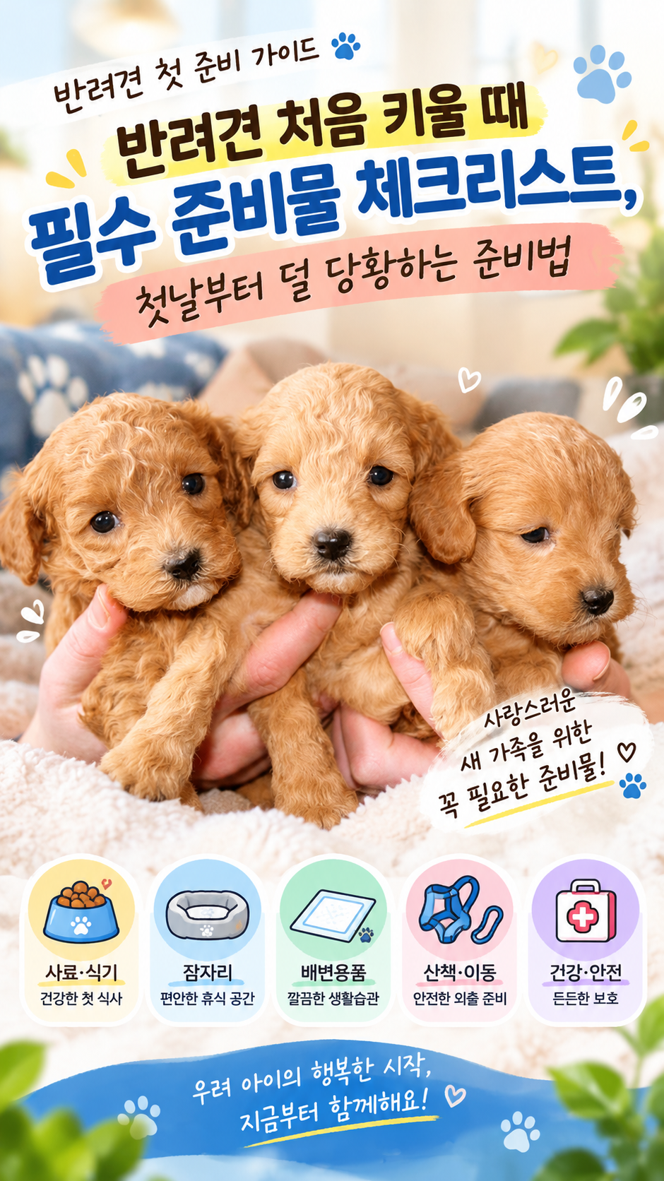 반려견 처음 키울 때 필수 준비물, 체크리스트, 첫날부터 덜 당황하는 준비법