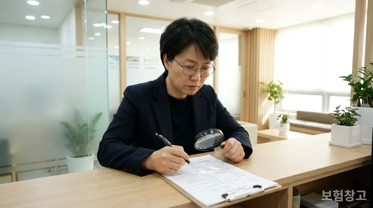 보험 가입 전 고지의무 사항을 꼼꼼히 작성하는 한국인