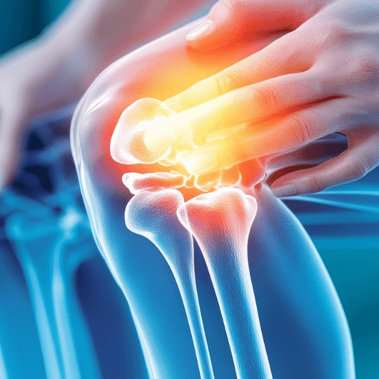 관절염으로 인해 무릎에 통증이 와 손으로 무릎을 비비고 있는 이미지