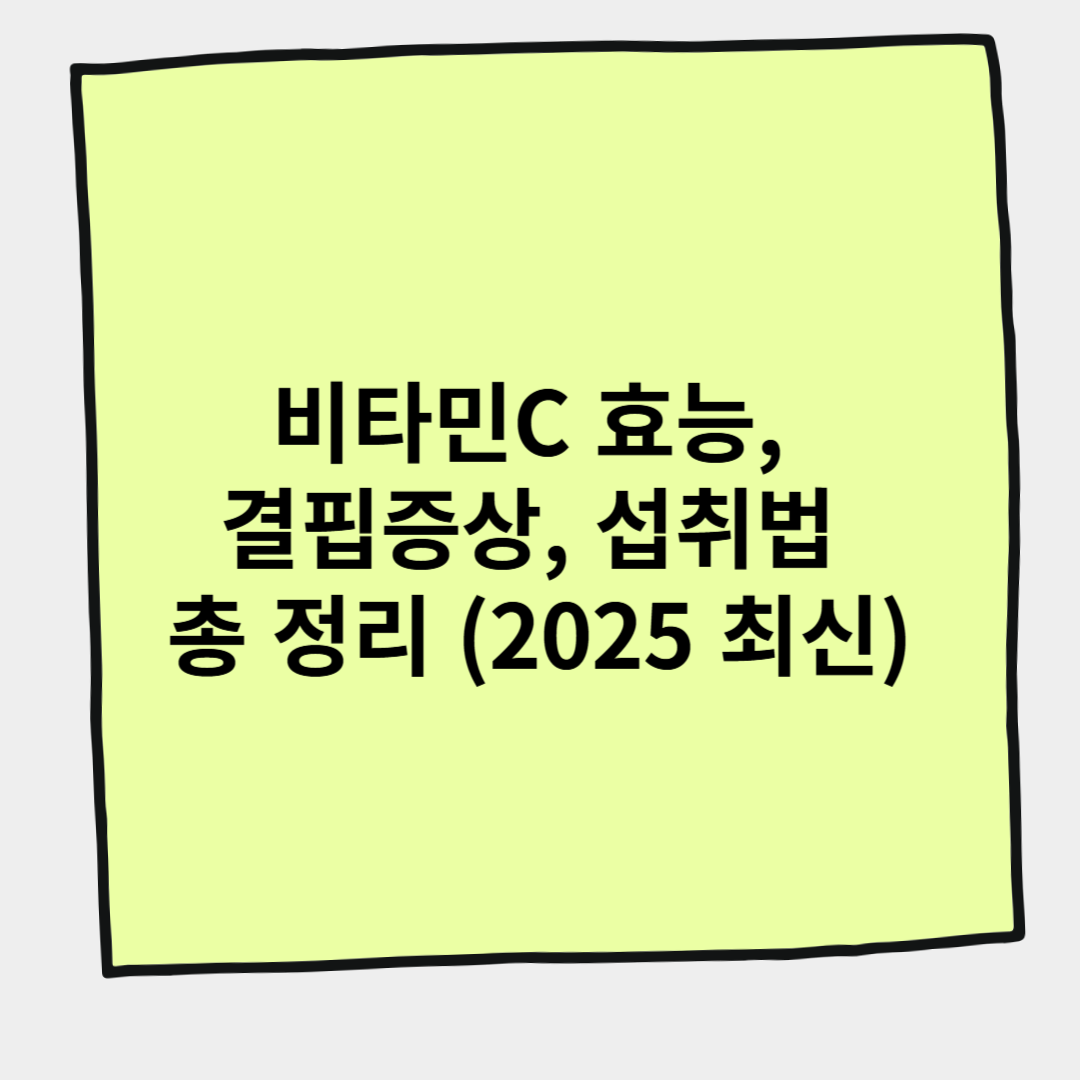 비타민C 효능, 결핍증상, 섭취법 총 정리 (2025 최신)