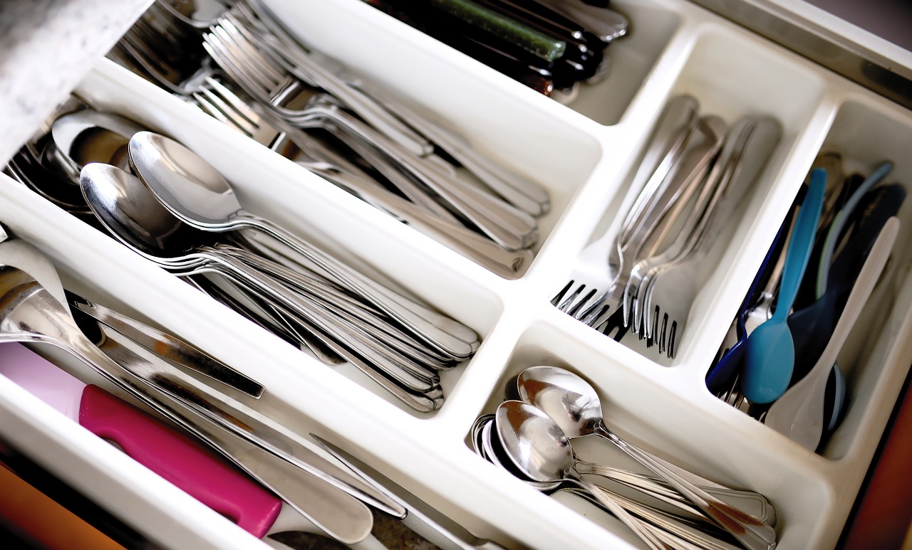 spoons and forks organized