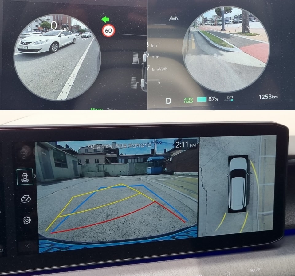 EV9 후측방 모니터, 서라운드 뷰 모니터를 살펴봤습니다.